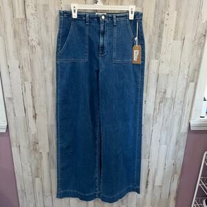 Wide Leg Blue Denim Jeans